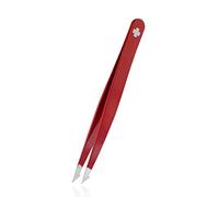 Rubis Evolution 2 en 1 - Pince à épiler pointue pour poils incarnés - Pince à épiler - Épiler les sourcils - Rouge avec croix suisse