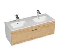 RUBITE Meuble salle de bain double vasque 1 tiroir couleur - Chêne Modèle - largeur 120 cm