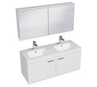 RUBITE Meuble salle de bain double vasque 2 portes couleur - Blanc, Modèle - largeur 120 cm + miroir armoire