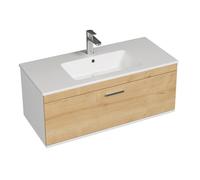 RUBITE Meuble salle de bain simple vasque 1 tiroir couleur - Chêne, Modèle - largeur 100 cm