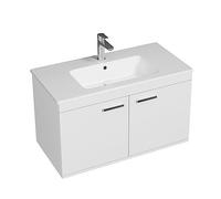 RUBITE Meuble salle de bain simple vasque 2 portes Blanc largeur 90 cm