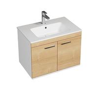 RUBITE Meuble salle de bain simple vasque 2 portes Chêne largeur 70 cm