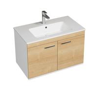 RUBITE Meuble salle de bain simple vasque 2 portes couleur - Chêne, Modèle - largeur 80 cm