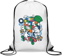 Rubix Cube Skater Rad Puzzle Drôle Patineur Art Gym Sac Casual Sac à Cordon Blanc