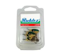 RUBLEX - Blister de 4 cuillères de pêche celtique nº2 or rayures noires vertes avec hameçon triple mort, 3,5 GMS.