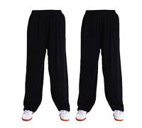 Rubruan Arts martiaux Tai Chi Pantalon d'entraînement - Deux pantalons pour arts martiaux Taiji Kung Fu Wushu Yoga Unisexe Femme Homme Pantalon Loisirs Jambes Larges Bloomers Élastique Rafraîchissant