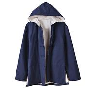 Rubruan Cape Vêtements Manteau - Costume Chinois Traditionnel Veste Ample Manches Longues avec Capuche Arts Martiaux Kung Fu Tai Chi Méditation Entraînement Uniforme pour Hommes - Coton, bleu foncé, L