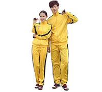 Rubruan Combinaison d'entraînement unisexe - Arts martiaux chinois jaune uniforme Bruce Lee Kung Fu Tai Chi Wushu Jeet Kune Do Jogging Course Fitness Survêtement pour hommes femmes enfants - Nylon,