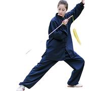 Rubruan Costume d'uniforme de Tai Chi - Arts martiaux traditionnels Taiji Kung Fu Qigong Wushu Wing Chun Shaolin Entraînement Classique Vêtements Manches Longues pour Hommes Femmes - Coton Lin, bleu