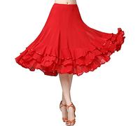 Rubruan Jupe de danse latine pour femmes - Danses latines, valses, tango, jazz, salsa, rumba, danse moderne, performance, fête, costume extensible, jupe midi, robe de danse pour femmes et filles