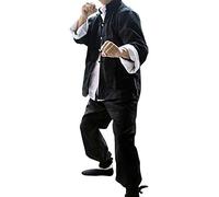 Rubruan Kung Fu Ensemble d'uniformes - Arts martiaux chinois classiques Tai Chi Wushu Wushu Wing Chun Bruce Lee Costume 3 pièces pour homme et femme Vêtements Coton Tang Costume - Noir, Noir , S