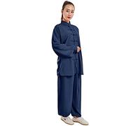 Rubruan Tai Chi Survêtement unisexe - Arts martiaux chinois traditionnels Kung Fu Qi Gong Wing Chun Wushu Printemps Été Entraînement Uniforme à manches longues Costume pour homme et femme seniors