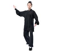 Rubruan Tai Chi Uniforme Costume - Arts Martiaux Chinois Kung Fu Wing Chun Shaolin Survêtement Unisexe Taoïste Dao Vêtements Veste Pantalon - Chanvre, Noir , S