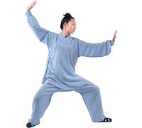 Rubruan Tai Chi Uniforme Costume - Arts Martiaux Chinois Kung Fu Wing Chun Shaolin Survêtement Unisexe Taoïste Dao Vêtements Veste Pantalon - Chanvre, bleu, XL