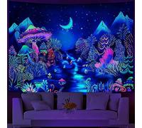 Rubruan Tapisserie murale réactive aux UV - Impression numérique 3D - Couleurs riches - Décoration pour salon, chambre à coucher, fête, vacances