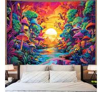 Rubruan Tapisserie murale réactive aux UV - Impression numérique 3D - Couleurs riches - Décoration pour salon, chambre à coucher, fête, vacances