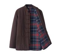 Rubruan Veste matelassée chinoise pour homme - Vêtement traditionnel chaud rembourré - Tai Chi Uniforme Tang Style hiver décontracté - Coton, marron, XL