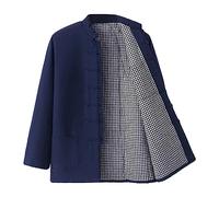 Rubruan Veste matelassée chinoise pour homme - Vêtement traditionnel chaud rembourré - Tai Chi Uniforme Tang Style hiver décontracté - Coton, bleu foncé, M