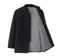 Rubruan Veste matelassée chinoise pour homme - Vêtement traditionnel chaud rembourré - Tai Chi Uniforme Tang Style hiver décontracté - Coton, Noir , XL