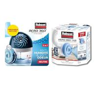 Rubson - Absorbeur d'Humidité Aero 360° + 3 recharges neutres de 450 g - Déshumidificateur d'air anti-odeurs & anti-moisissures pour pièces de 20 m²