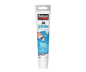 Rubson Je Jointe, Mastic Silicone Joint salle de bain, Tube 50ml, Blanc | Mastic étanche joints sanitaires, Anti-Moisissures, Multi-matériaux, Résiste aux produits d'entretien, Tube prêt à l'emploi