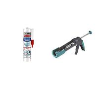 Rubson Mastic Bain & Cuisine Blanc Pur Hygiène, mastic étanche et anti-moisissures à base de silicone, 280 ml & Wolfcraft 4352000 Pistolet à cartouche mécanique mg 200 ergo, Vert