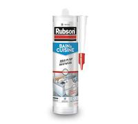 Rubson Mastic Bain & Cuisine Couleur Inox Gris Métallisé, Joint silicone multi-matériaux renforcé en antifongiques, mastic sanitaire coloré, souple & étanche, 280 ml