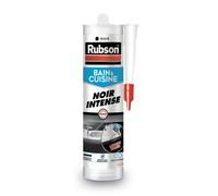 Rubson | Mastic Bain & Cuisine Noir Intense (cartouche de 280 ml) - Joint silicone multi-matériaux renforcé en antifongiques - Mastic sanitaire coloré, souple & étanche