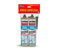 Rubson - Mastic Bain & Cuisine Pure Silicone Anti-Moisissures Blanc (lot de 2 cartouches 280ml), mastic sanitaire à base de silicone, étanche renforcé en antifongique