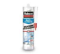 Rubson, Mastic Bain & Cuisine Silicone Évite Les Moisissures Blanc (cartouche de 280 ml) - Mastic sanitaire à base de silicone - Mastic étanche renforcé en antifongique