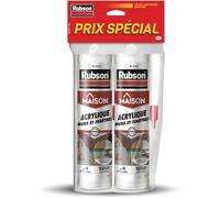 Rubson - Mastic Maison Acrylique Murs et Fenêtres Blanc (lot de 2 cartouches de 280 ml) - Mastic acrylique pour intérieur et extérieur - Comble fissure, joint porte et fenêtre