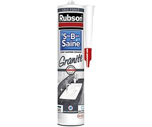 Rubson Mastic Salle de Bain Saine Couleur "Granite"Gris Foncé,Joint Silicone Multi-matériaux renforcé en antifongiques,Mastic sanitaire coloré,souple & étanche,280ml(Packaging du produit peut changer)