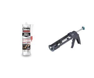 RUBSON Mastic Special Materials Hautes Températures, réparation et étanchéité des cheminées & wolfcraft 4351000 - Pistolet à Cartouche MG 100 - Cartouches de 310 ML - Pression max. 130 kg