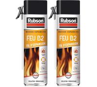Rubson Mousse expansive Feu B2, Mousse isole et rebouche résistante au feu, Isolant thermique multi-supports pour intérieur & extérieur, isolant blanc, aérosol 500 ml (Lot de 2)