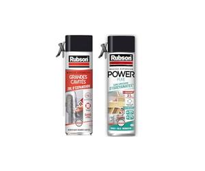 Rubson Mousse Expansive Mega Grandes Cavités, Mousse de remplissage à forte expansion, aérosol 550 ml & Mousse Expansive Power, Mousse pour isolation acoustique et thermique, 500 ml