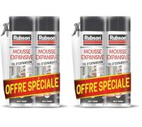 Rubson - Mousse Expansive Multi-Usages (Lot de 4x345 ml) Blanche - Mousse polyuréthane pour isolation, calage et rebouchage - 15 litres d'expansion