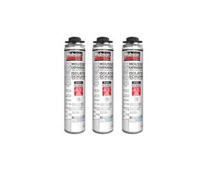 Rubson Mousse Expansive pistolable White Teq, Isolation, 3x 750ml, Blanc | Mousse d'isolation auto-expansive, +20% Isolation Thermique, +50% Isolation Phonique, Expansion 33L, Résiste -40°C à +100°C