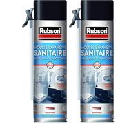 RUBSON Mousse Expansive Sanitaire, mousse de rebouchage et d'installation pour tuyaux et canalisations - blanche 21 L d'expansion (Lot de 2)
