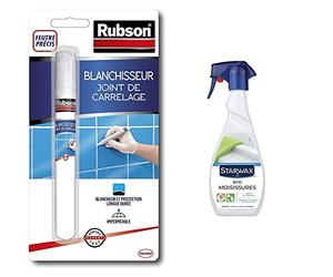 Rubson Outils Blanchisseur Joint de carrelage stylo, Stylo blanchissant pour Joints de carrelage, 7 ml & STARWAX Anti-moisissures pour Joints et Salle de Bains - 500ml