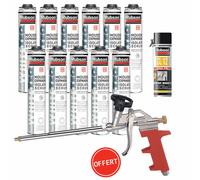 Rubson - Pack 11 Mousses Expansives 750ml Whiteteq + Nettoyant Mousse Pu Cl12 500ml + Pistolet Manuel Offert