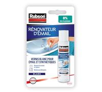 Rubson Rénovateur d'Émail, Résine Vernis avec Pinceau, Flacon 12ml, Blanc | Répare éclats & rayures sur émail et matériaux synthétiques de sanitaires, Résiste aux détergents, Traite jusqu'à 30 éclats
