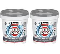 Rubson revêtement Waterproof Anti fuite Gris 1kg pour réparation et étanchéité, protecteur de toiture à base de silicone (Lot de 2)