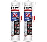 RUBSON SA 1 heure, Mastic Sanitaire à Séchage Rapide, Joint Silicone tous Matériaux, Blanc, Cartouche de 280 ml (Lot de 2)