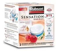 Rubson Sensation Energy, 2 Recharges universelles de 300 gr pour absorbeur d'humidité, Recharge 3-en-1 anti-humidité & anti-odeur et qui offre une sensation fraîche, parfum fruits