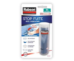 Rubson Stop Fuite, Pâte à Reboucher, Époxy Bi-composante, Bâton 64g, Blanc | Multi-matériaux, Applicable en immersion, Résistant eau, solvants, hydrocarbures, -30°C à +120°C, Prise 5min, durcissement 1h
