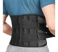 Rubu22a Ceinture de soutien dorsal pour le bas du dos pour hommes et femmes, avec 4 barres + 2 barres à ressort, pour scoliose et soulagement de la douleur sciatique, noir, taille L
