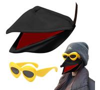 Rubu22a Ensemble masque à bec d'oiseau et lunettes de soleil - Demi-masque à bec d'oiseau parlant, costume amusant pour Halloween, fêtes, cosplay et décorations (noir)