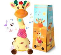 Rubu22a Girafe musicale lumineuse en peluche qui répète ce que vous dites - Girafe musicale lumineuse avec 10 chansons pour enfants - Jaune