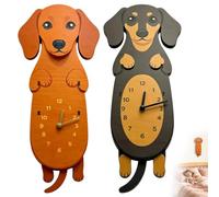 Rubu22a Horloge murale teckel en bois avec queue oscillante, rouge-marron