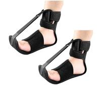 Rubu22a Lot de 2 attelles de nuit pour fasciite plantaire - 3 sangles réglables améliorées - Attelle de soulagement de la fasciite plantaire pour soulager les douleurs aux pieds - Noir